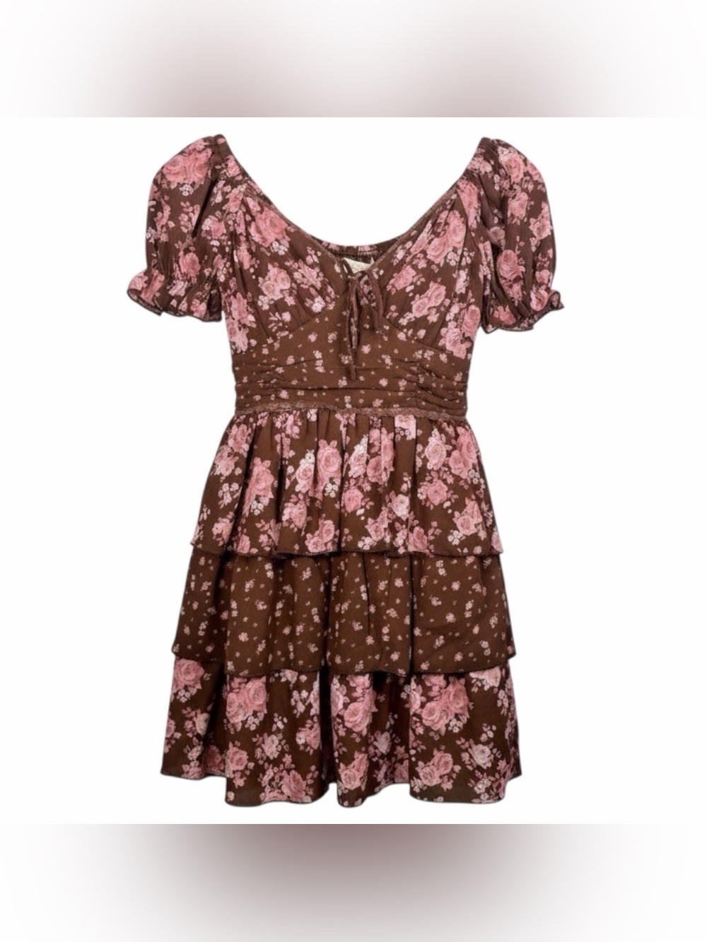 Thirty/Thirty LA Women’s Floral Dress Brown & Pink‎ Stretchy BNWT Size XS